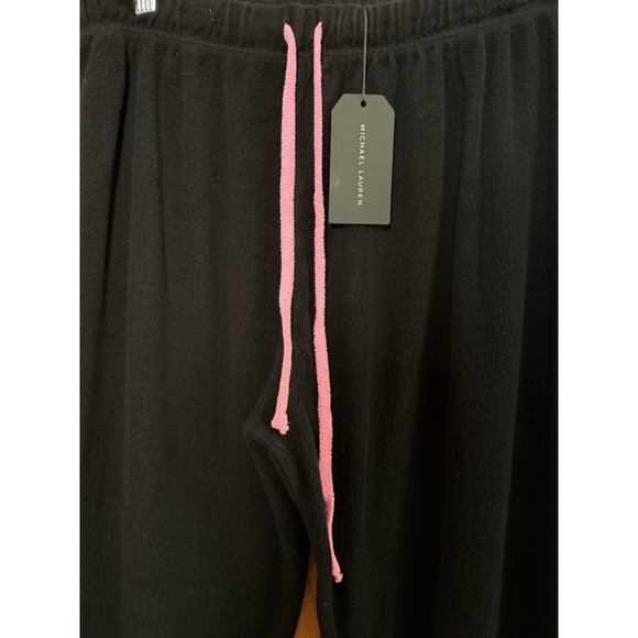 Michael Lauren Wm ALBATROSS SWEATPANT Sz L Terry Black Neon Pink 100% Cotton NWT - Picture 11 of 14